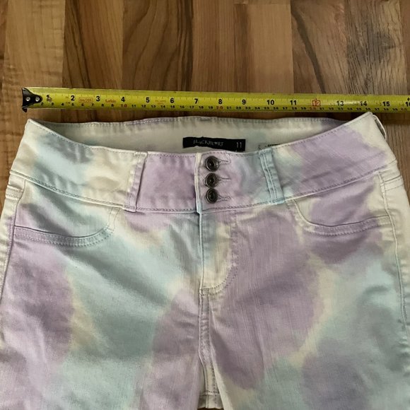 Black Heart Tie Dye High Waist Skull Skinny Jeans 11 - Picture 10 of 12